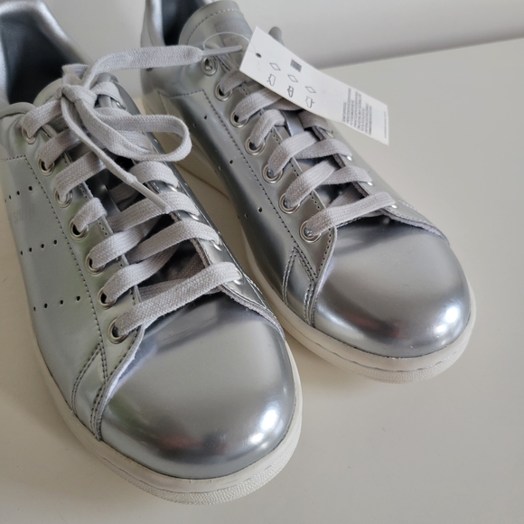 Adidas Stan Smith Silver Metallic Low Top Sneakers Women's Size US8.5 FW5477 - Picture 12 of 14